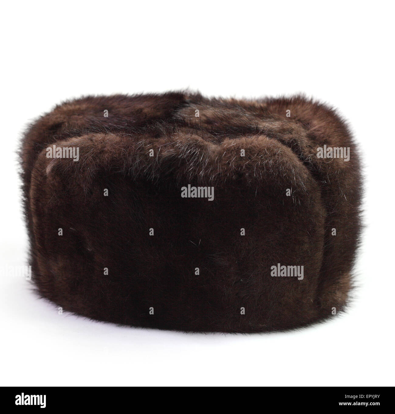 Mink fur hat. Isolated on white background Stock Photo - Alamy