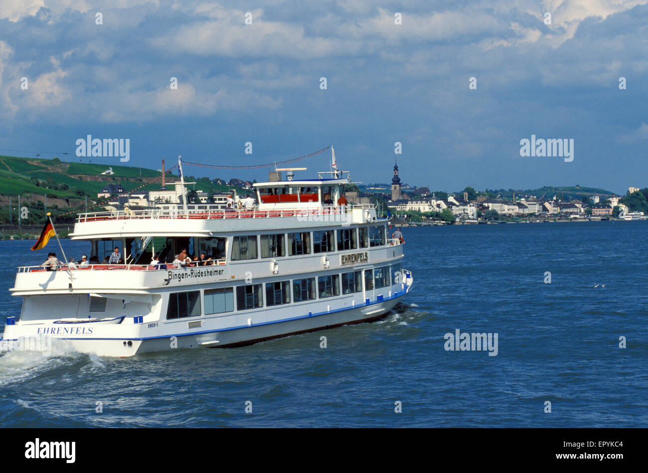 DEU, Germany, Rheingau, pleasure steamer on the River Rhine near ...
