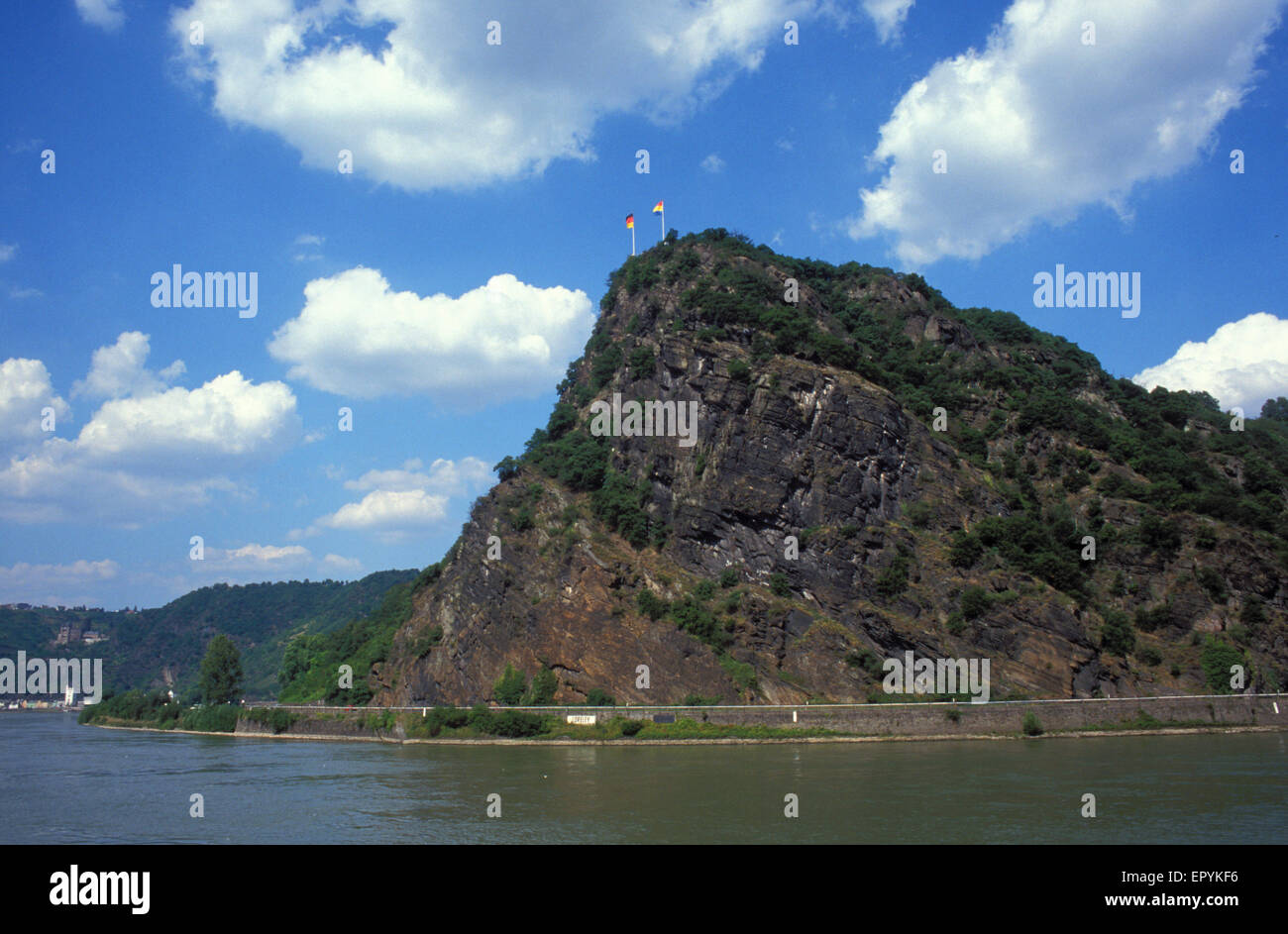 DEU, Germany, the Loreley rock at the river Rhine. DEU, Deutschland