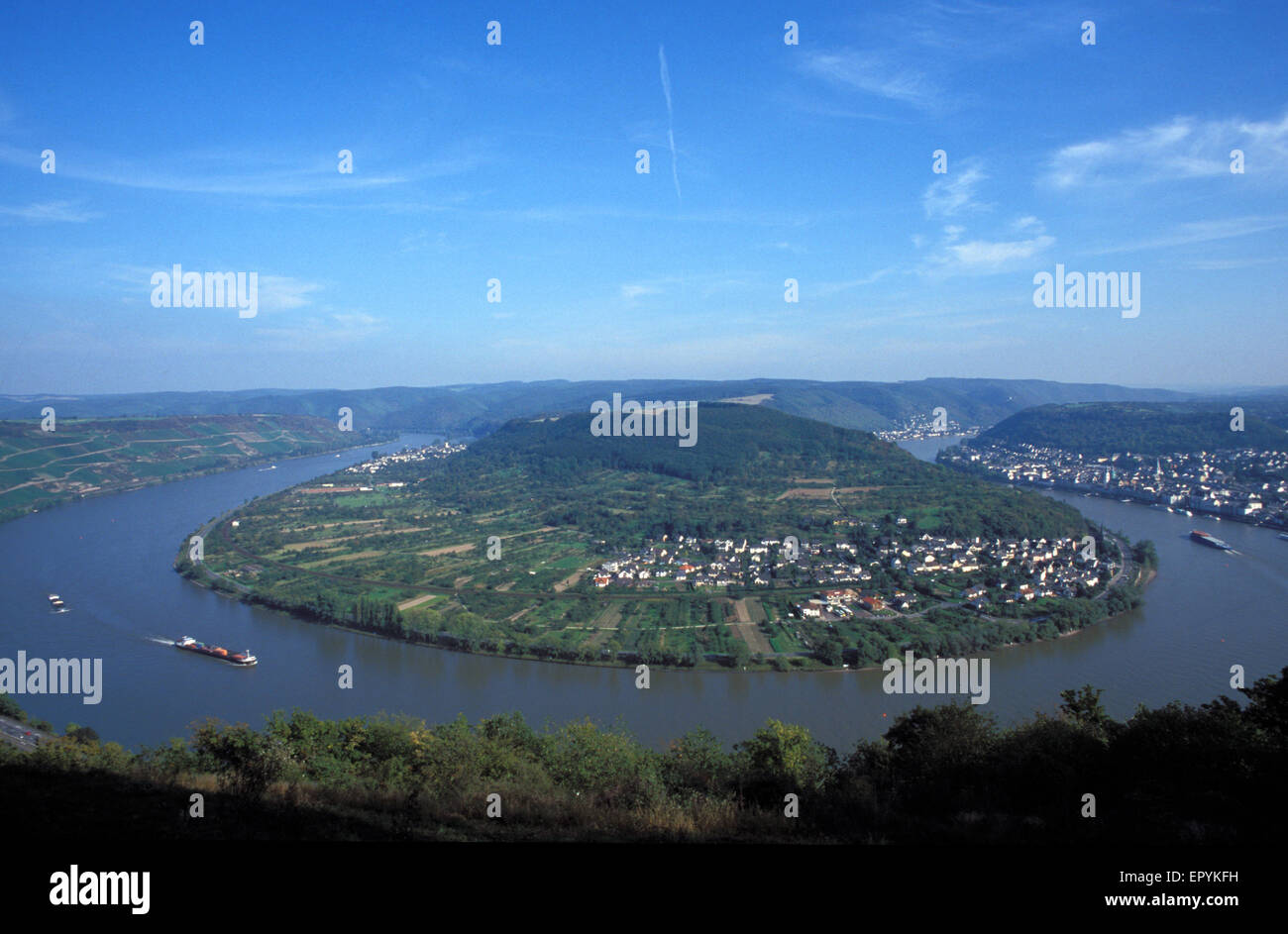DEU, Germany, the river Rhine near Boppard, this view is called the Vierseenblick.   DEU, Deutschland, der Vierseenblick bei Bop Stock Photo