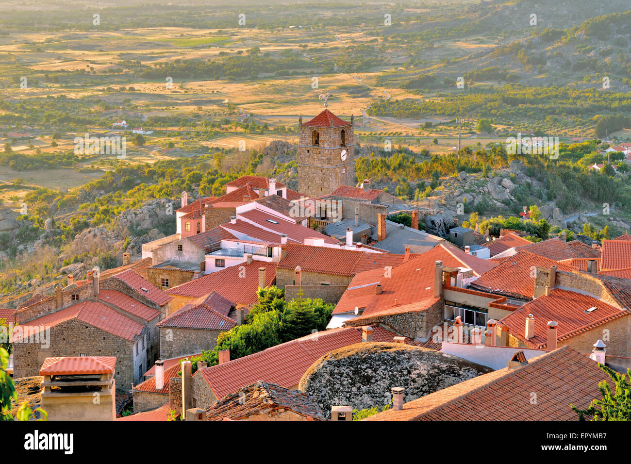 Portugal: View to the historic village Monsanto Stock Photo