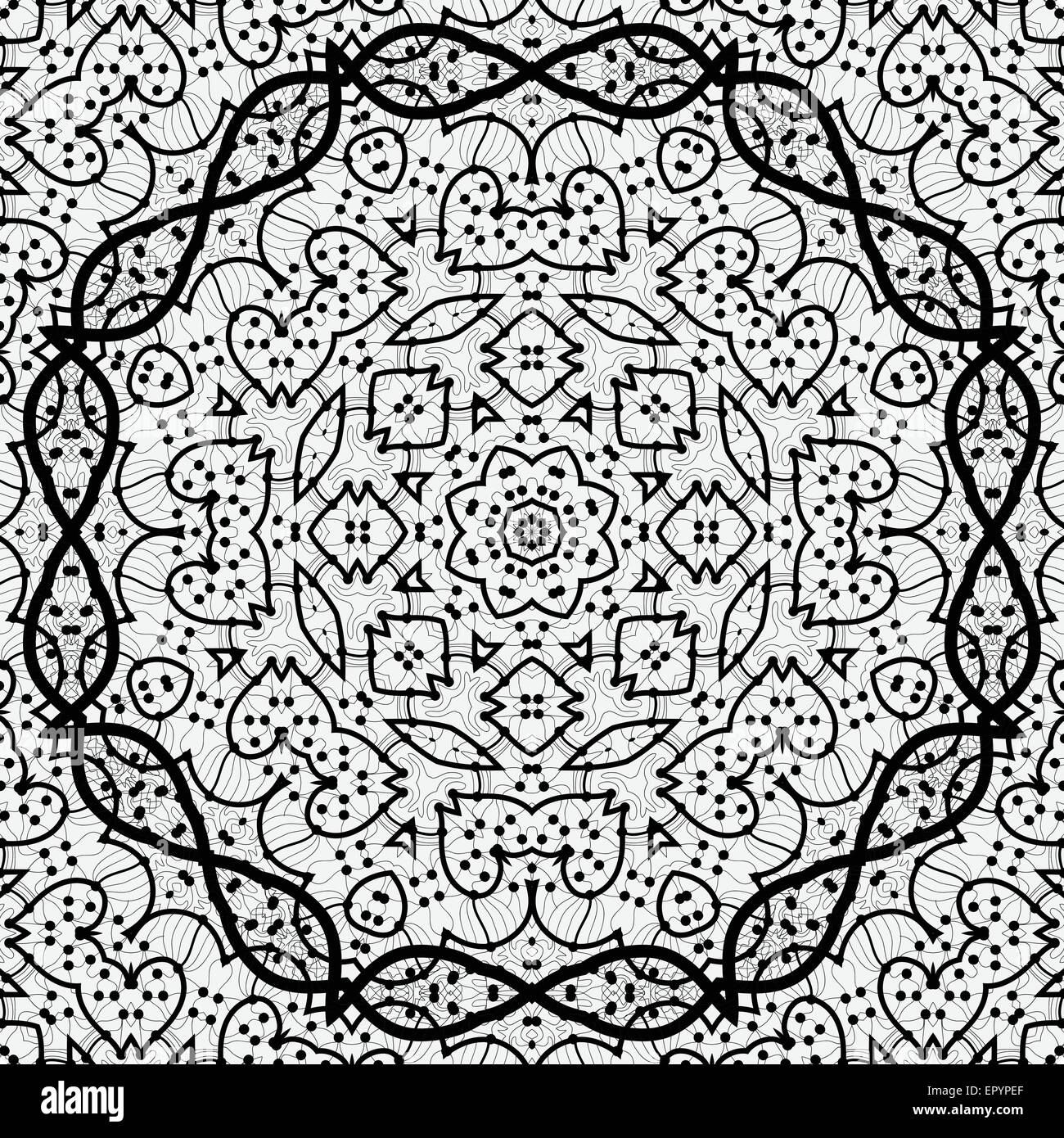 Seamless black outlined mandala Stock Vector Image & Art - Alamy