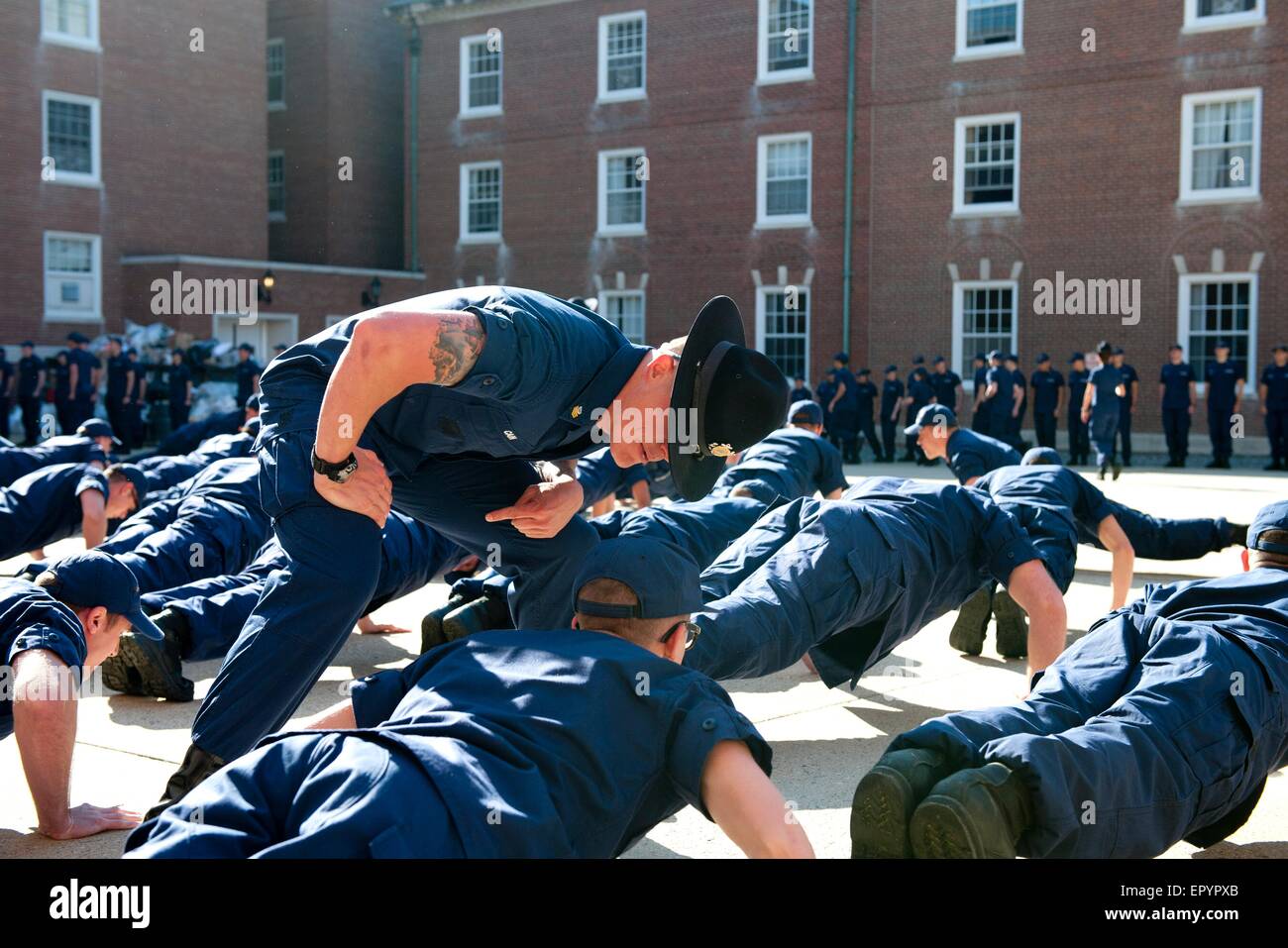 U.S. Coast Guard Company Commanders from Training Center Cape May drill