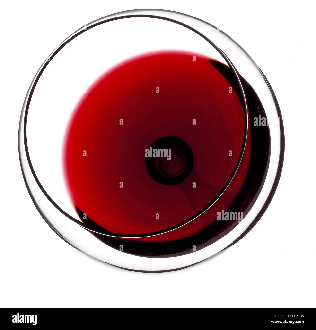 Glass of red wine. Plan view Stock Photo