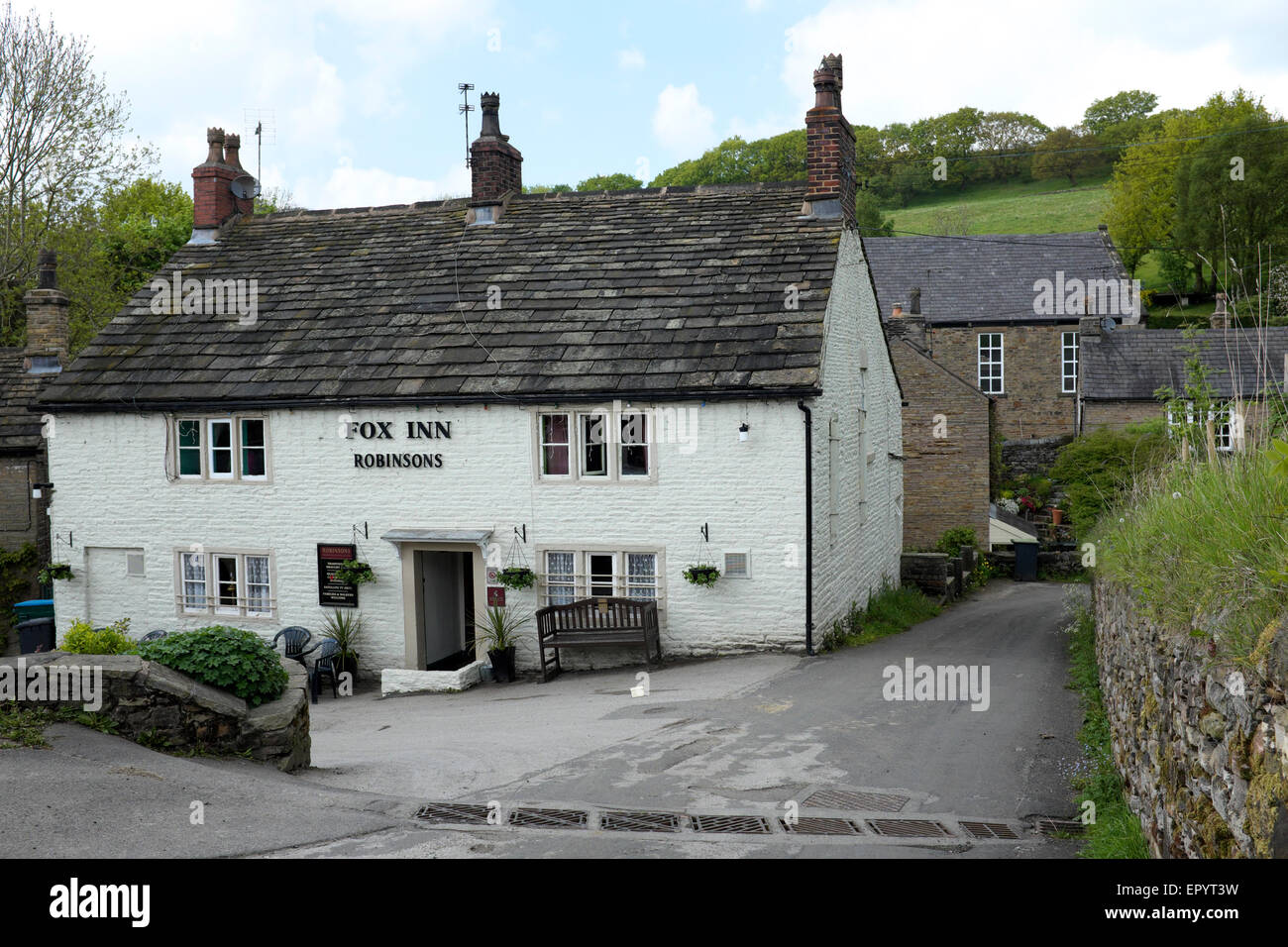 The Fox Inn at Brookbottom near New Mills Stock Photo Alamy