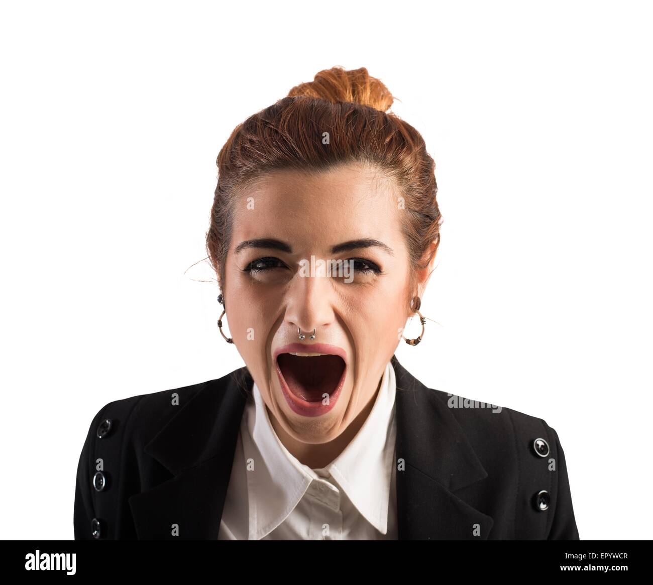Stressed and frustrated businesswoman Stock Photo