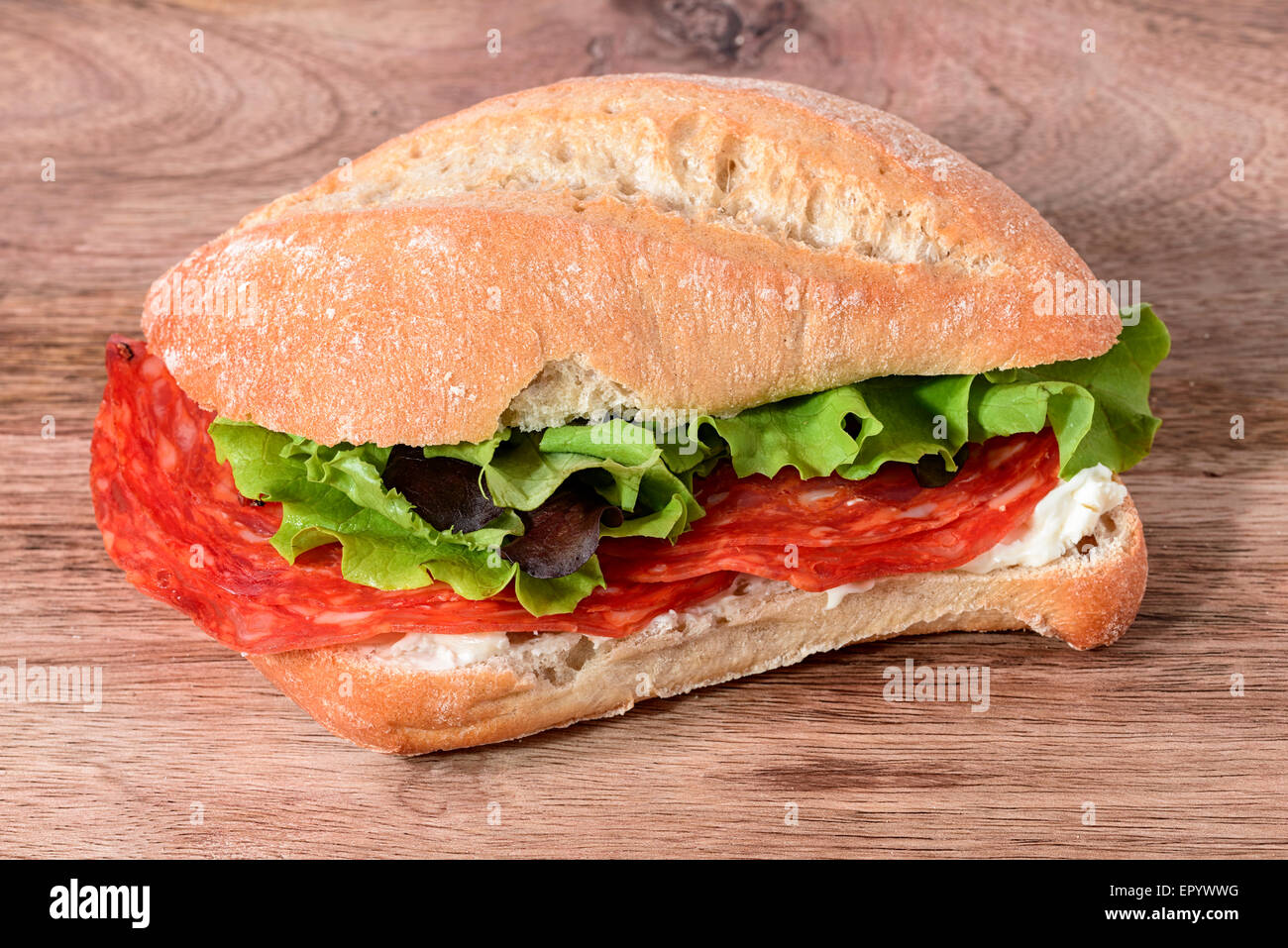 sandwich salami, gorgonzola and salad Stock Photo - Alamy