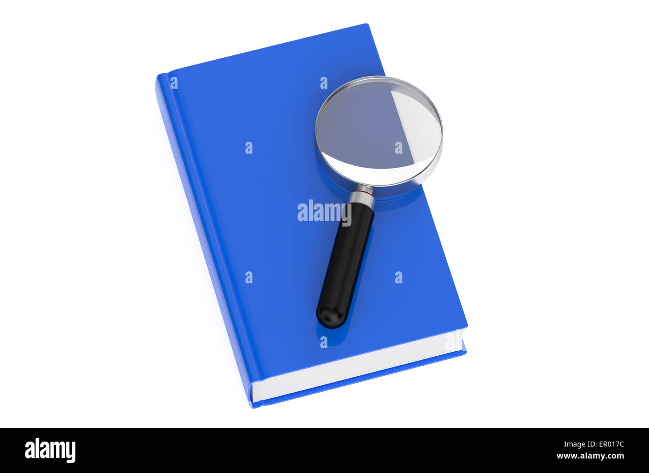 magnifying glass with book isolated on white background Stock Photo