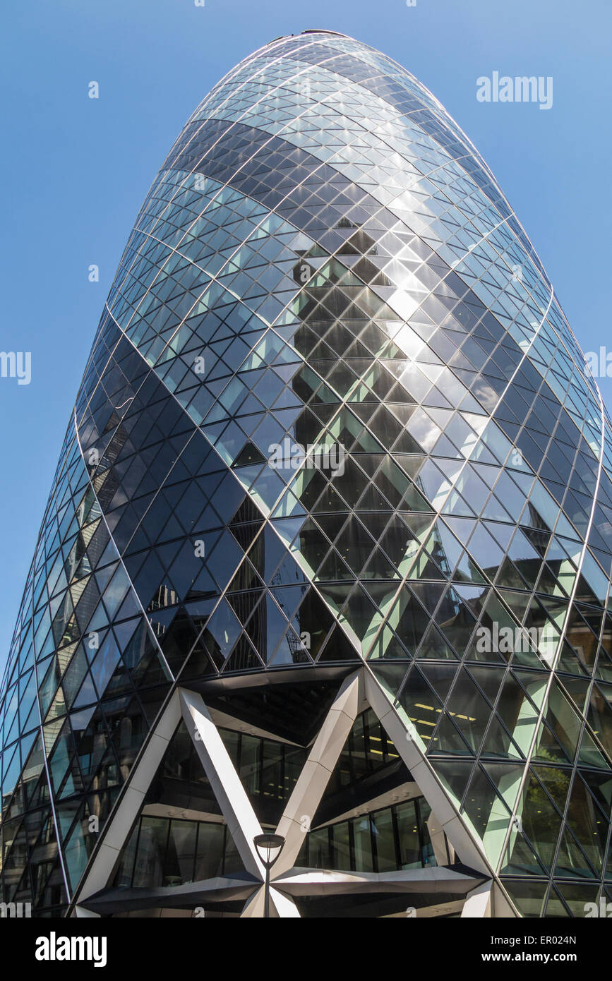 The Gherkin, 30 St Mary Axe, London EC3, a modern landmark in the heart of the City's financial 