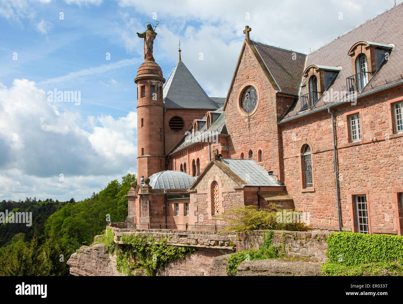 Hohenburg Abbey at Mont Sainte-Odile in the Vosges mountains in Alsace, France. Stock Photo