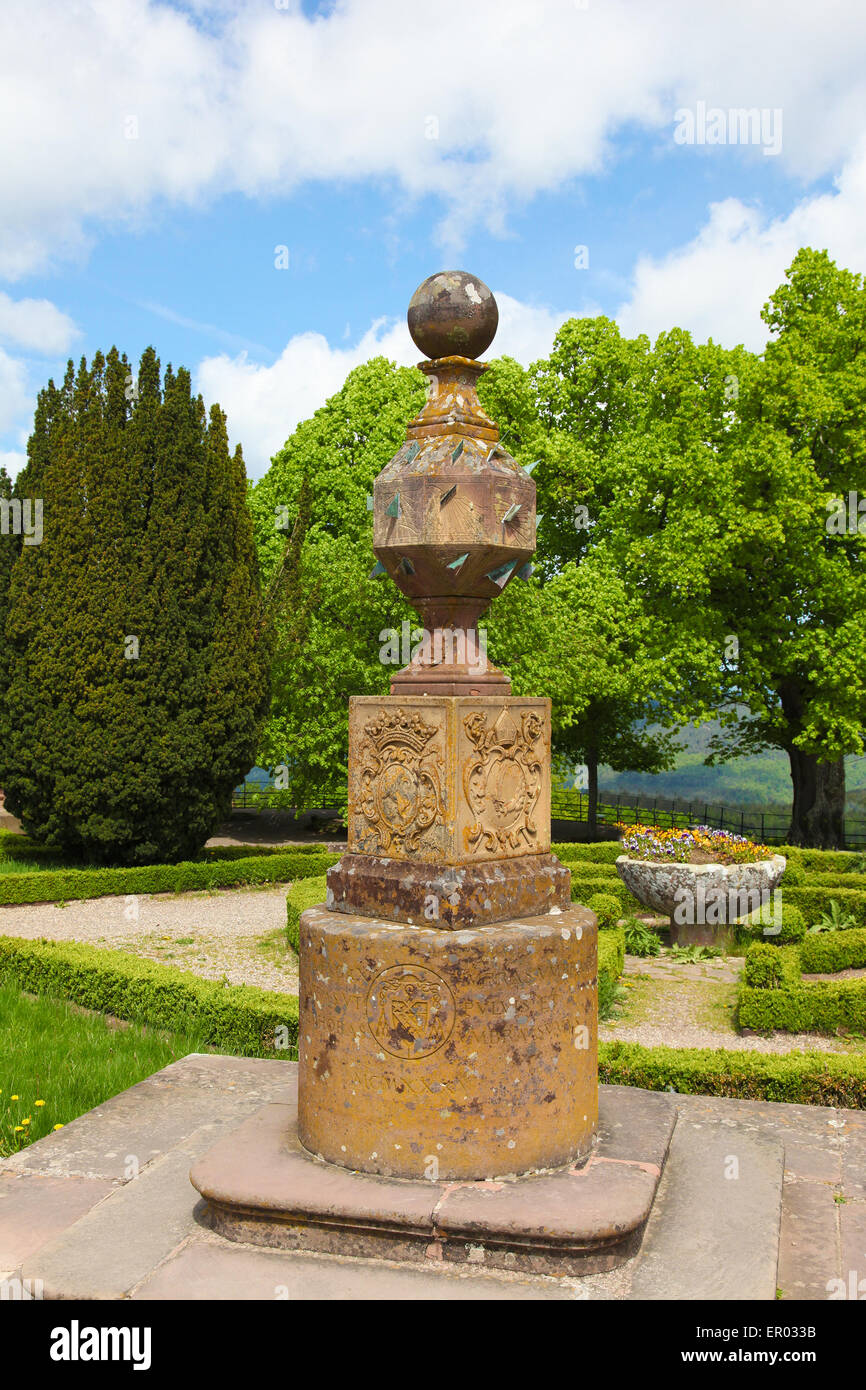 Monument at Hohenburg Abbey on Mont Sainte-Odile in the Vosges mountains in Alsace, France. Stock Photo