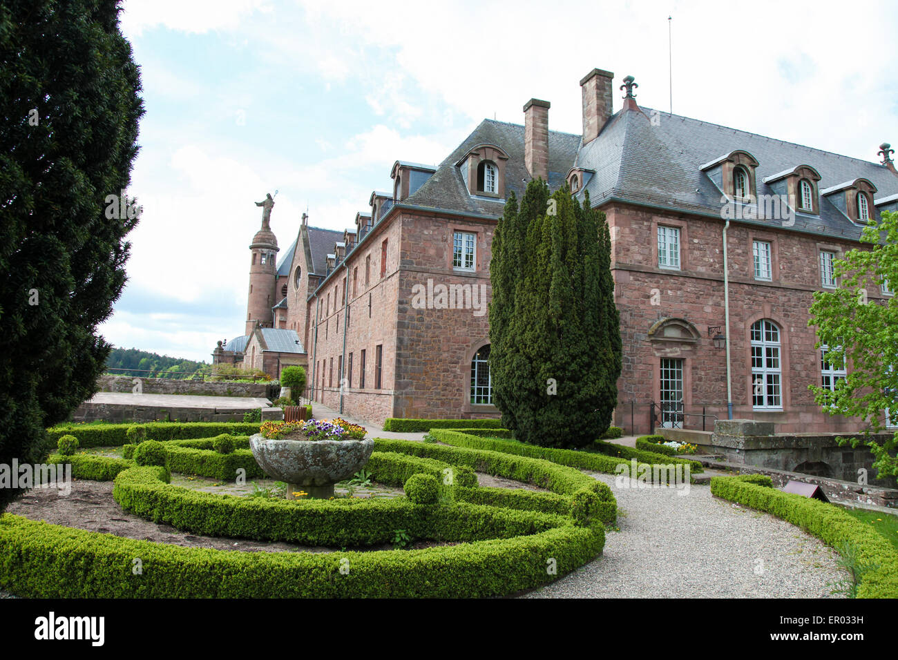 Hohenburg Abbey at Mont Sainte-Odile in the Vosges mountains in Alsace, France. Stock Photo