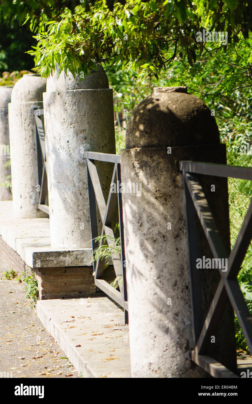 Stone pillars and fence Stock Photo - Alamy