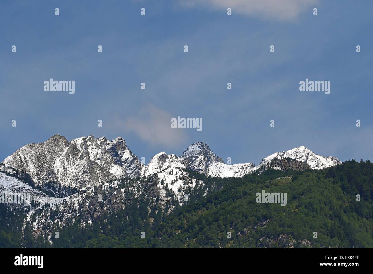 Spring snow in the mountains Stock Photo