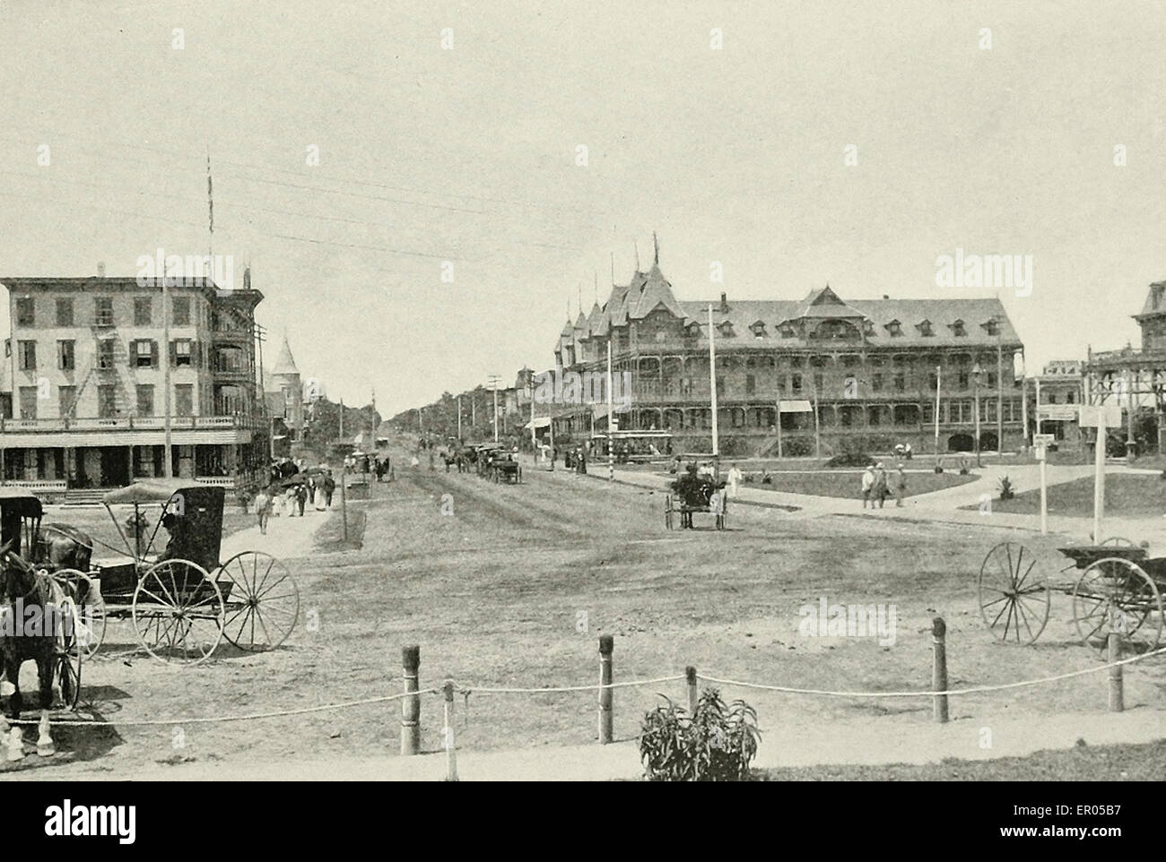 Asbury Avenue from the Beach, Asbury Park, NJ circa 1902 Stock Photo