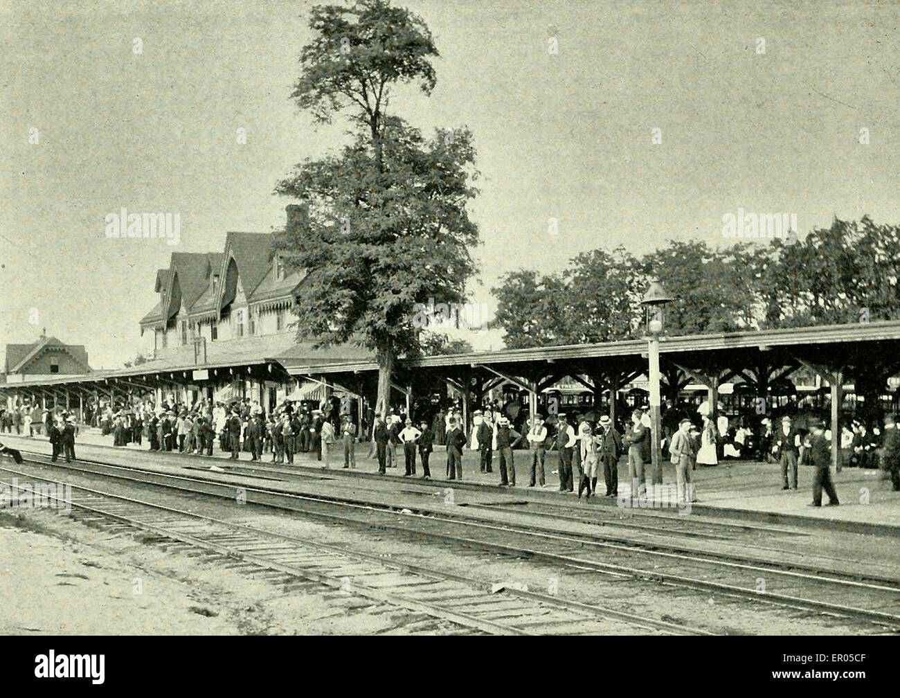 Asbury Park, NJ Railroad Station, circa 1902 Stock Photo