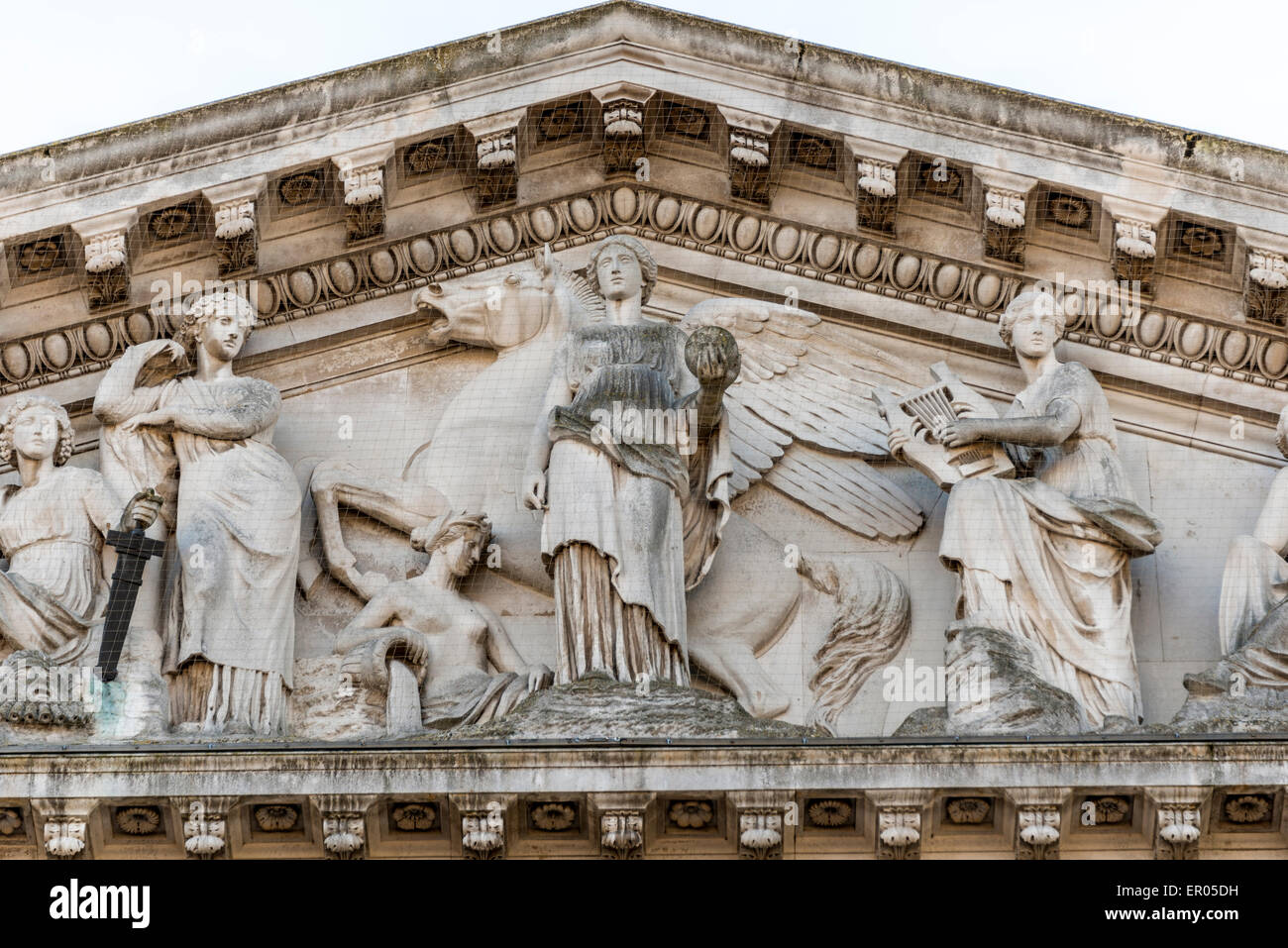The pediment of The Fitzwilliam Museum, the art and antiquities museum of the University of Cambridge Stock Photo