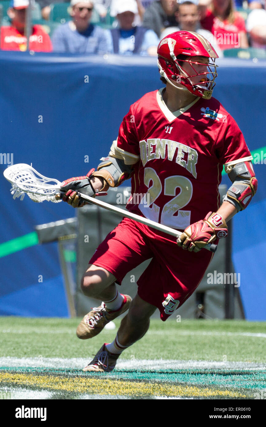 Overtime. 23rd May, 2015. Denver Pioneers midfield Max Planning (22) in acton during the semifinals in the NCAA Division I men's lacrosse tournament between the Denver Pioneers and the Notre Dame Fighting Irish at Lincoln Financial Field in Philadelphia, Pennsylvania. Denver won 11-10 in overtime. Credit:  Cal Sport Media/Alamy Live News Stock Photo