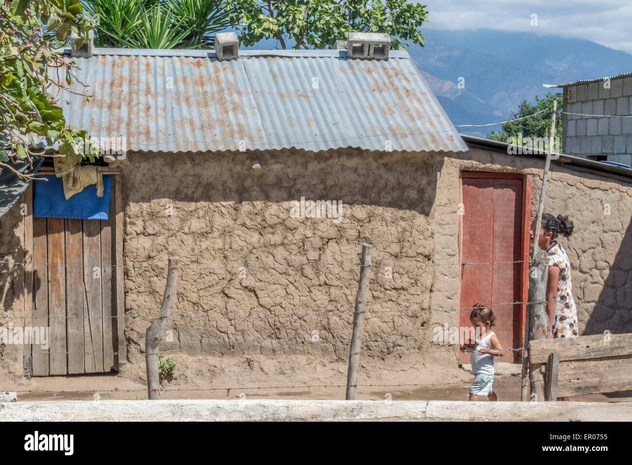 Poor family's home in Guatemala Stock Photo