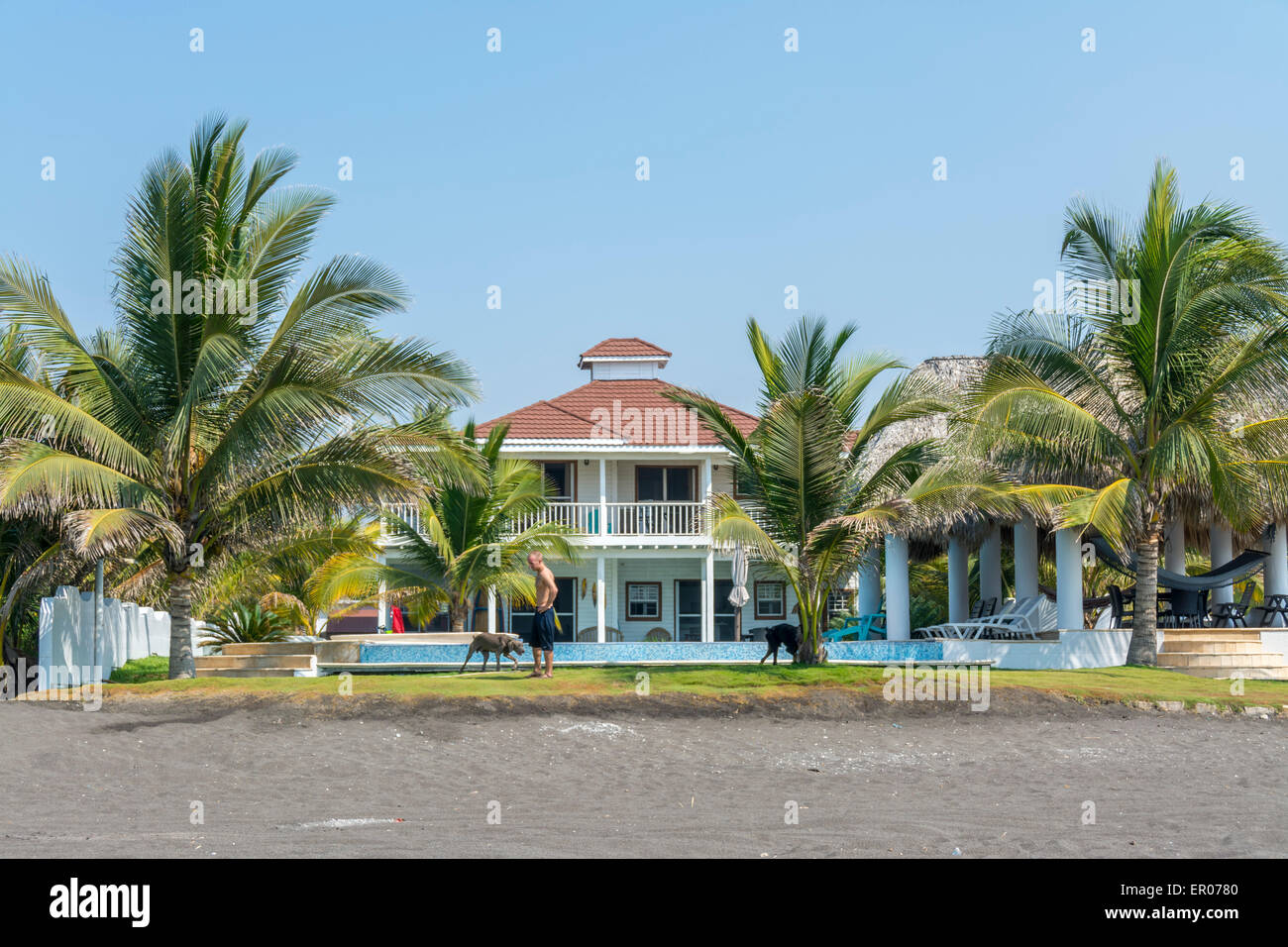 Luxury home on the beach at El Hawaii Guatemala Stock Photo