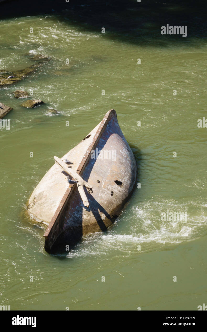 Sunken boat in river Stock Photo