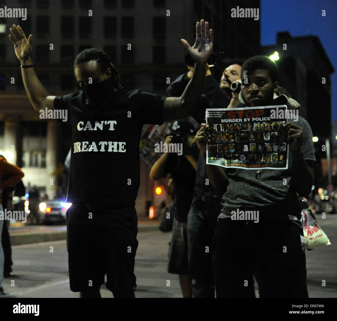 Cleveland, USA. 23rd May, 2015. People attend a protest in Cleveland ...