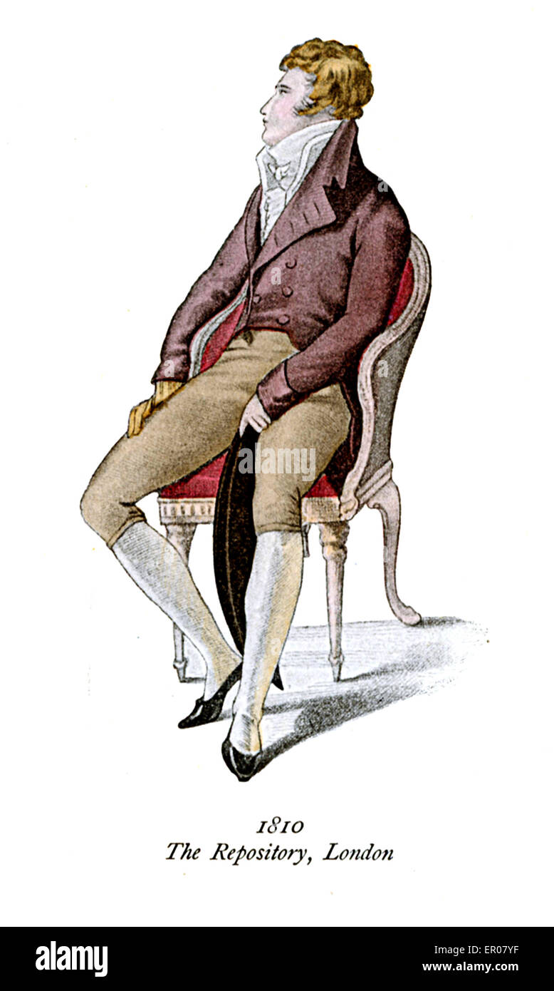 Vintage illustration, men fashion from The Repository, London, 1810 Stock Photo