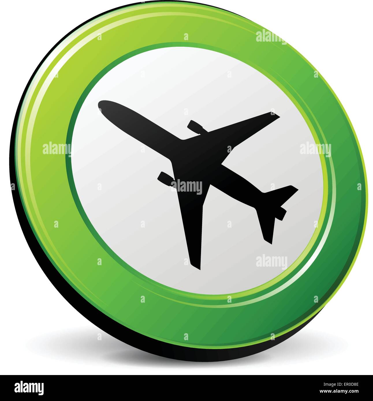 Illustration of green airplane icon on white background Stock Vector ...