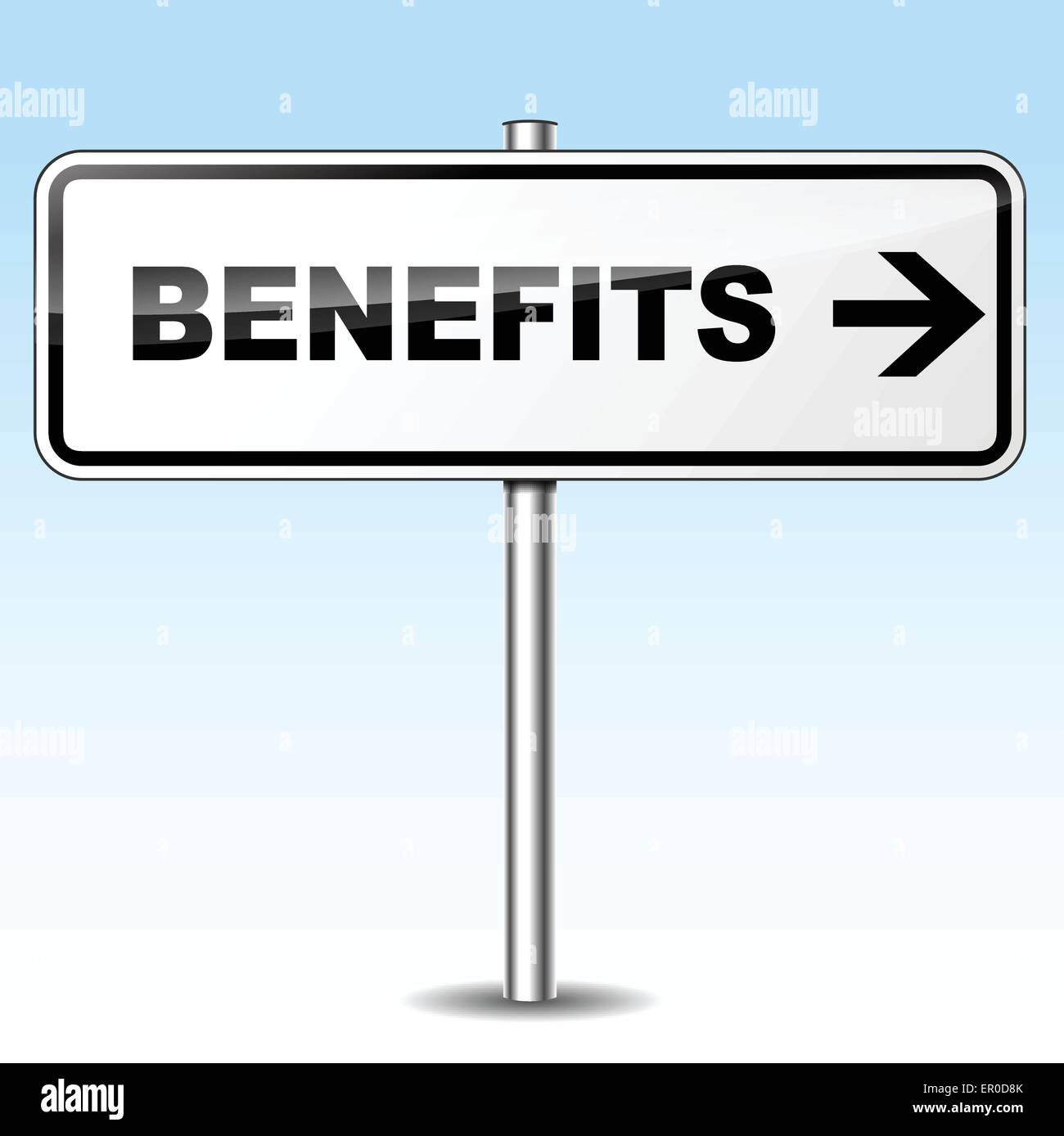 Illustration of benefits sign on sky background Stock Vector