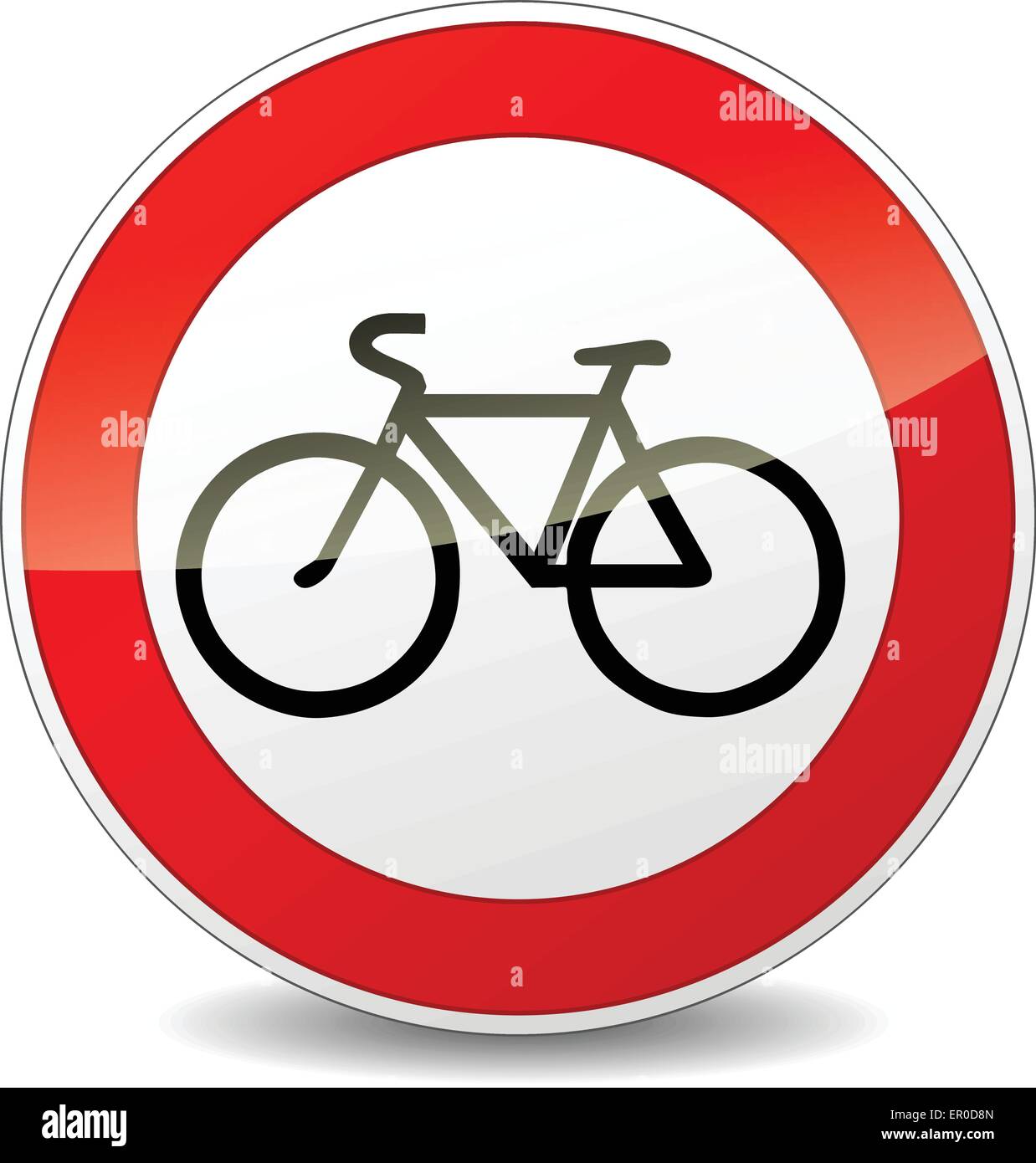 Illustration of bicycle round sign on white background Stock Vector