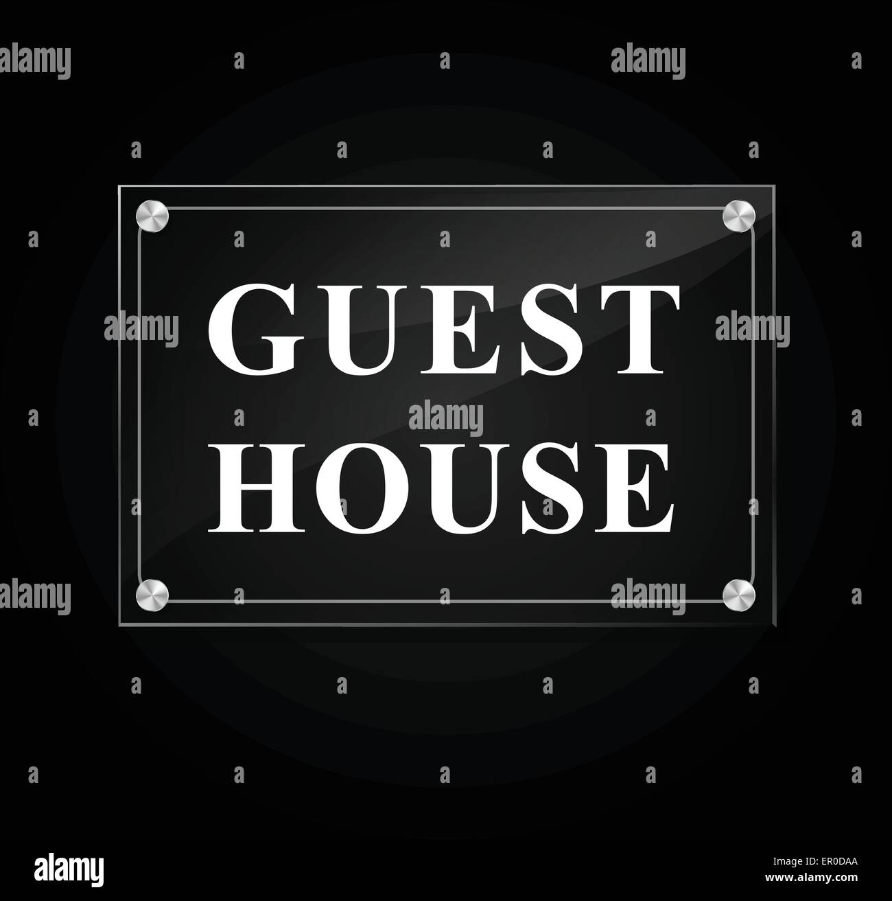 Illustration of guest house sign on black background Stock Vector