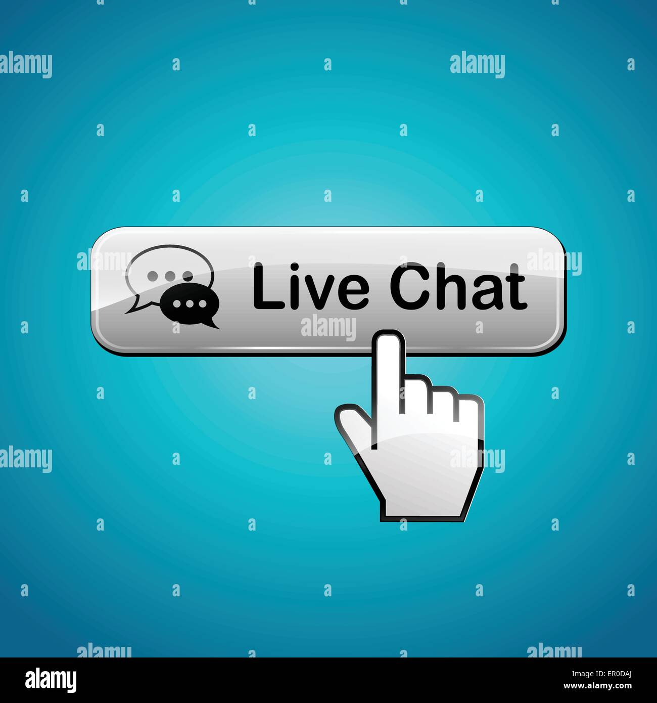 Illustration of live chat button on blue background Stock Vector