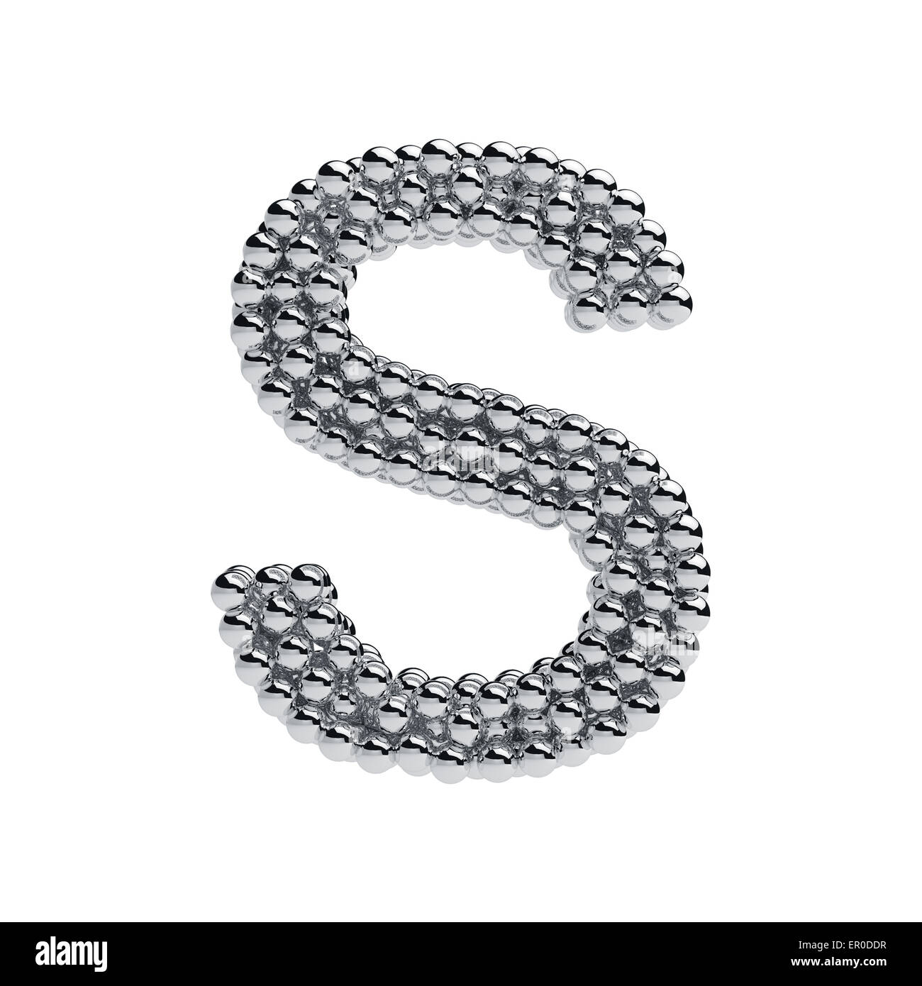 3d render of metallic spheres alphabet letter symbol - S. Isolated on white background Stock Photo