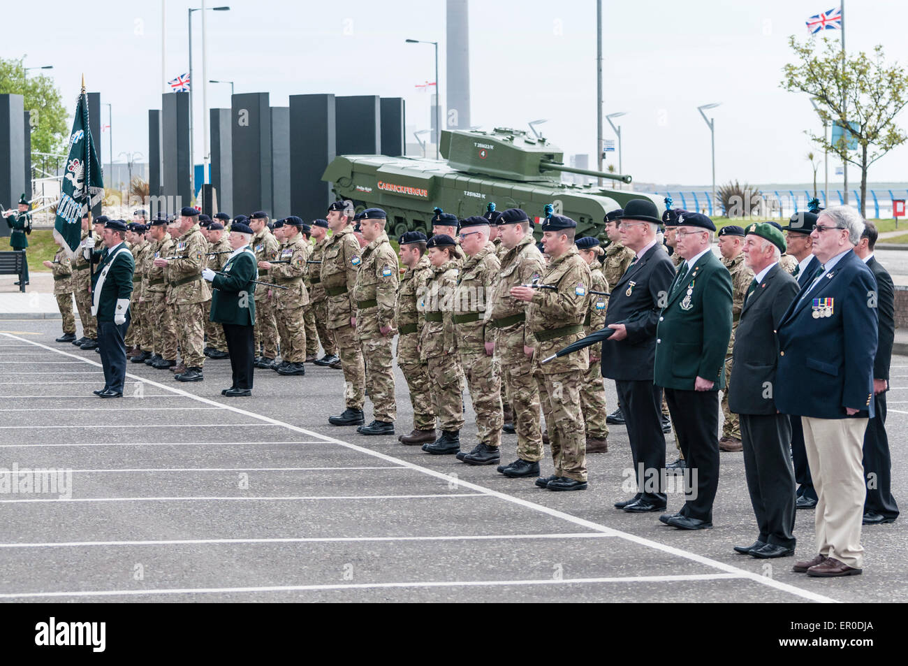 Carrickfergus, Northern Ireland. 23rd May, 2015. Soldiers on parade to celebrate the formation of the newest regiment in the British Army - the Scottish and North Irish Yeomanry Credit:  Stephen Barnes/Alamy Live News Stock Photo