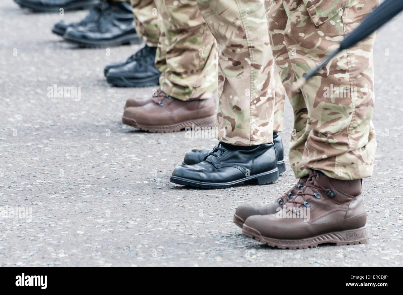 Soldiers on parade wearing brown and black boots Credit:  Stephen Barnes/Alamy Live News Stock Photo