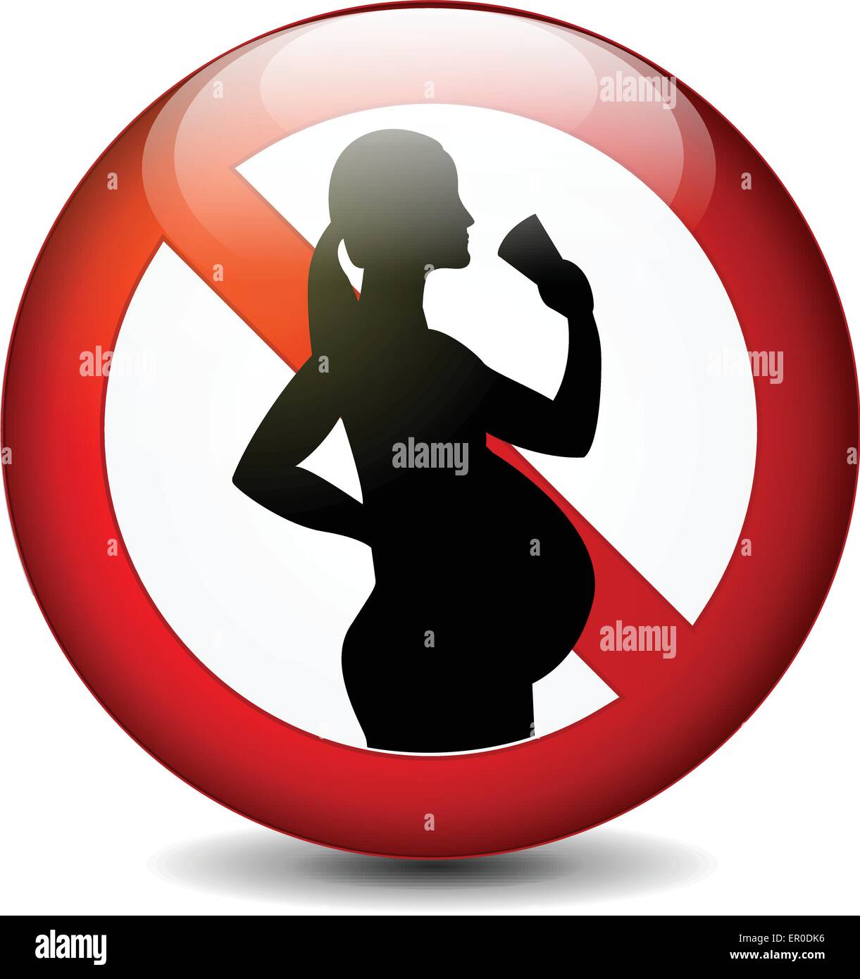 Illustration of no alcohol for pregnant women sign on white background Stock Vector