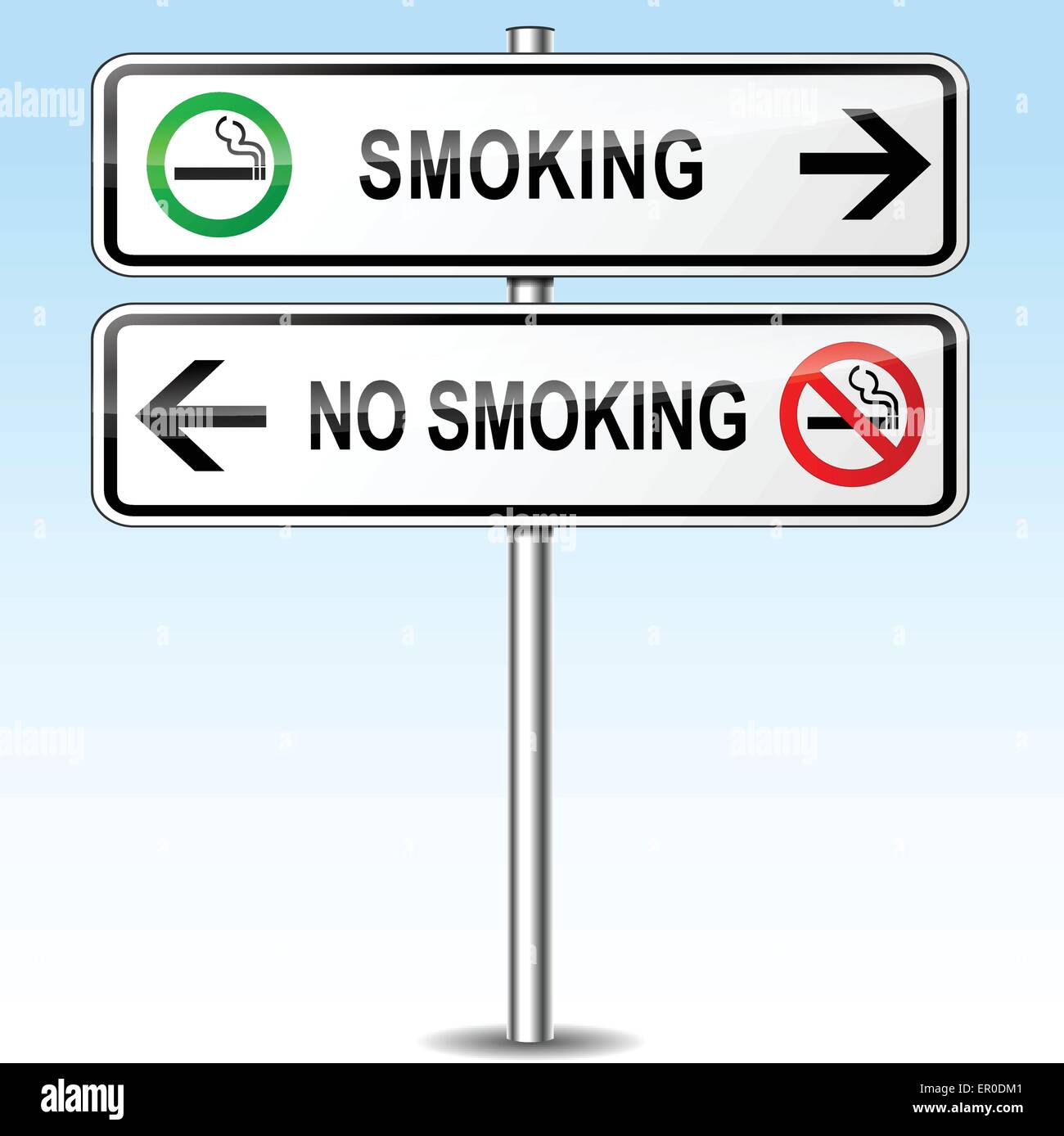 Illustration of smoking and no smoking directional sign Stock Vector