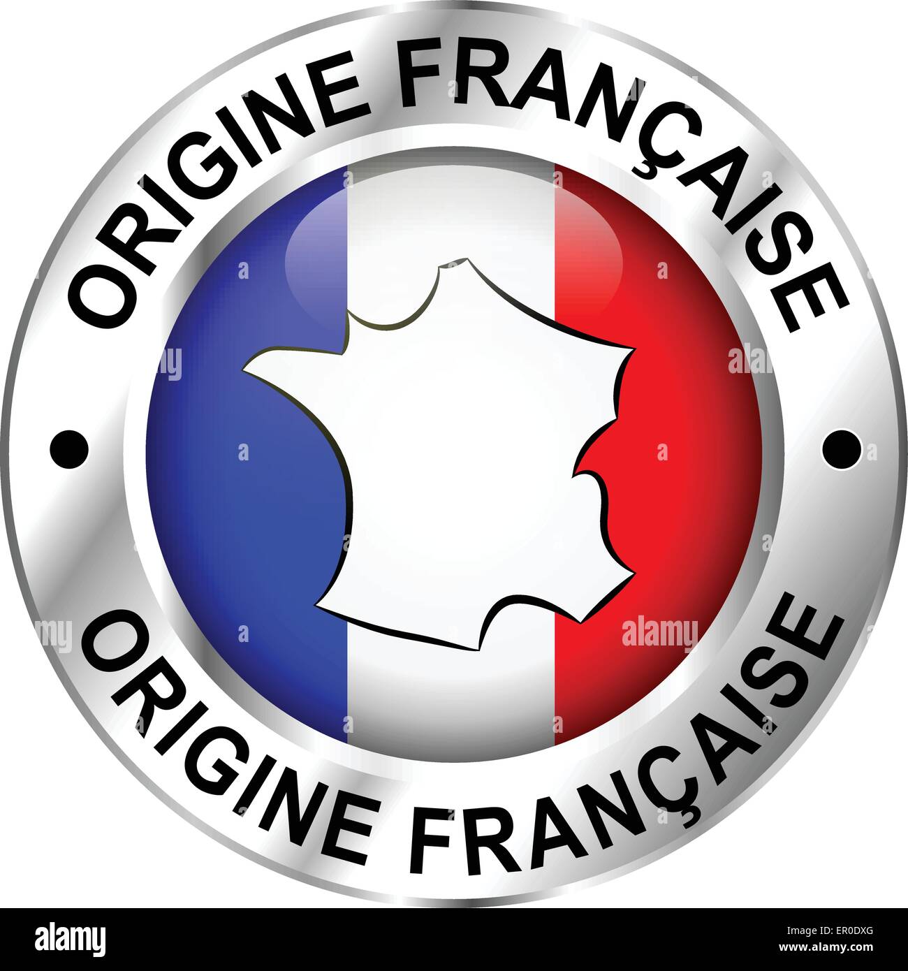 French translation of french origin round design icon Stock Vector