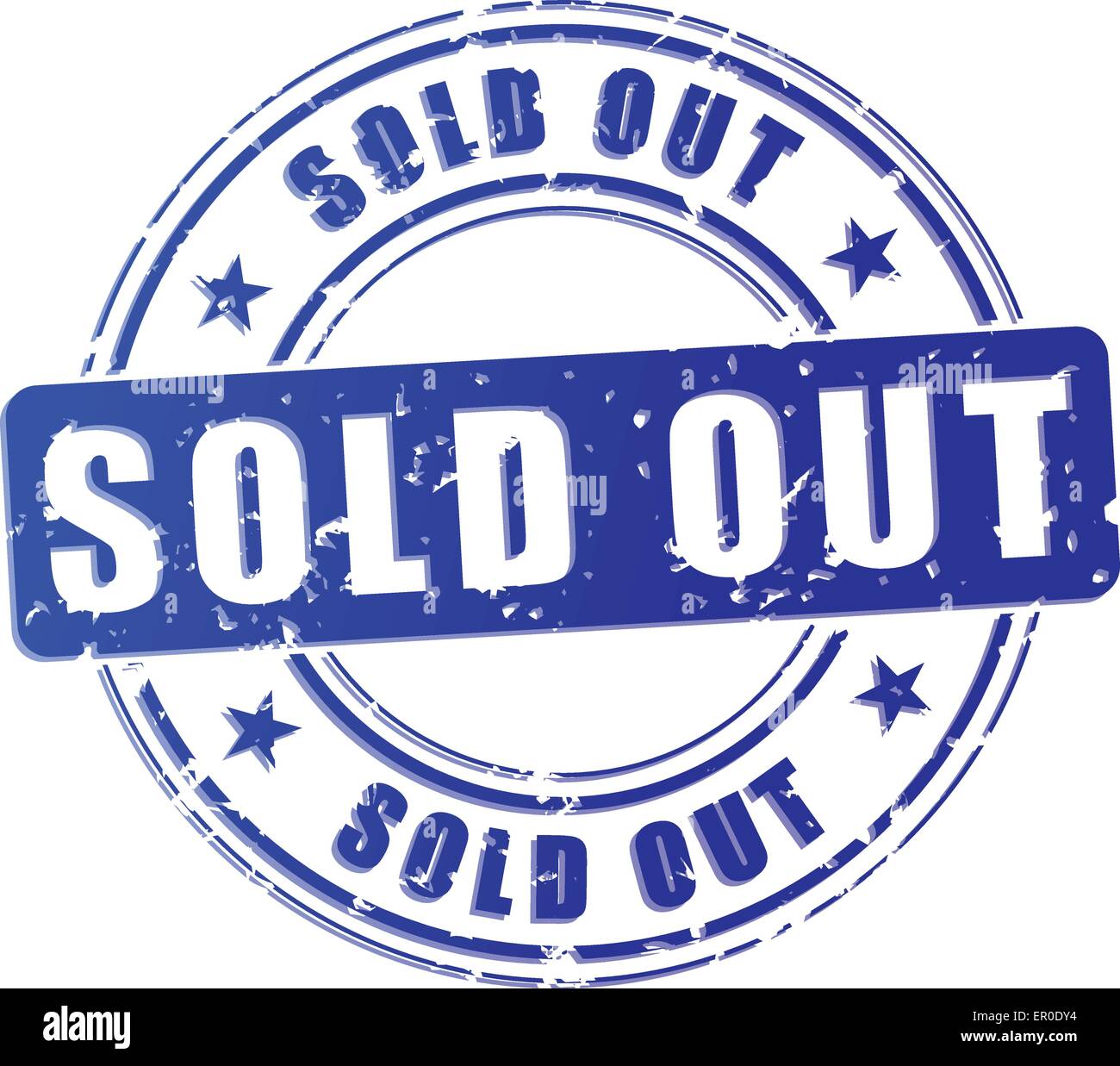 Illustration of sold out blue stamp on white background Stock Vector