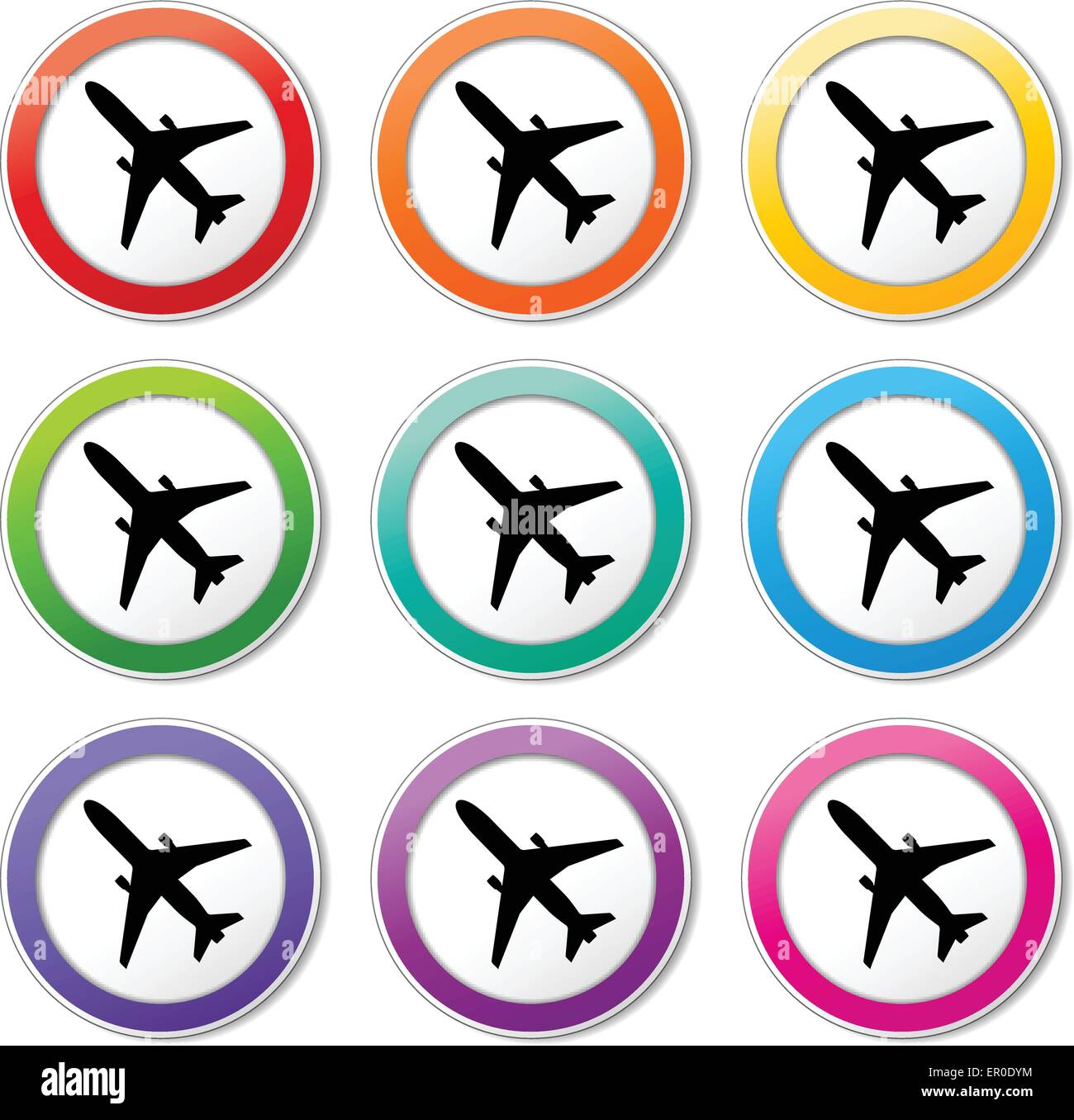 Illustration of airport icons various colors set Stock Vector Image ...