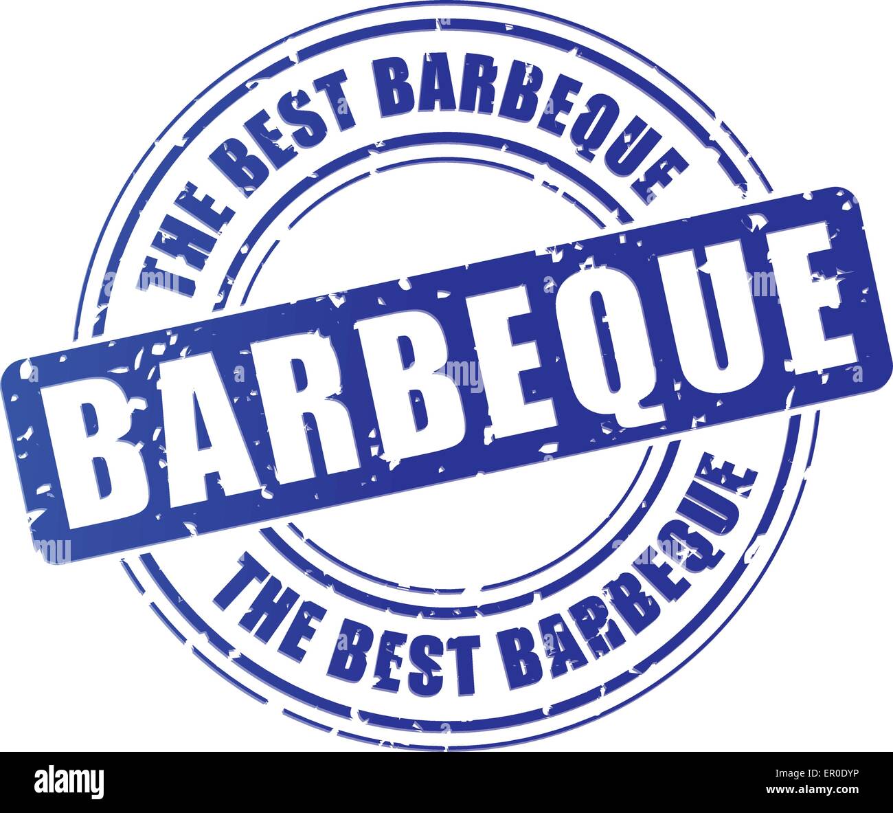 illustration of blue barbeque stamp on white background Stock Vector