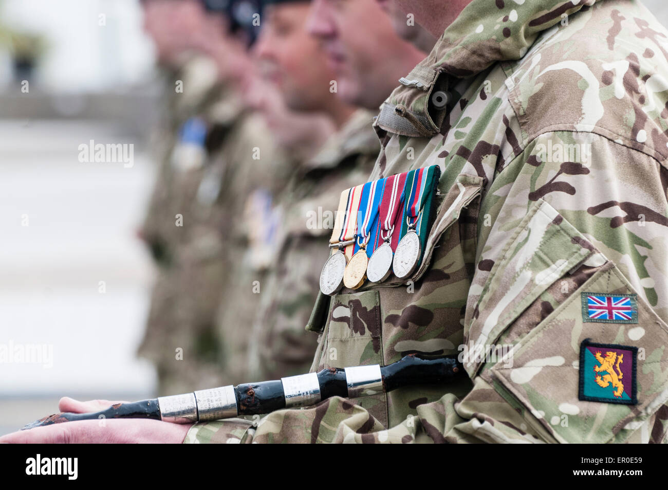 Carrickfergus, Northern Ireland. 23rd May, 2015. Soldiers on parade wearing medals Credit:  Stephen Barnes/Alamy Live News Stock Photo