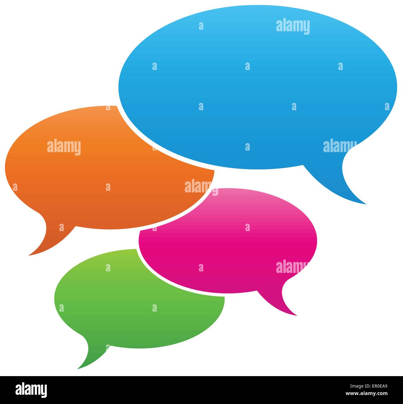 illustration of four colorful speech bubbles on white background Stock ...