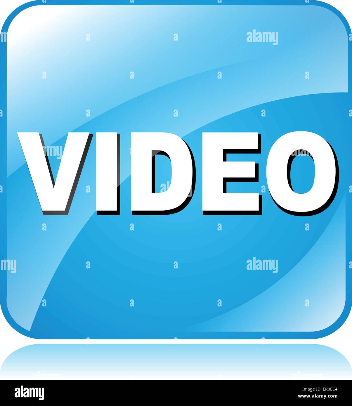 Illustration of blue square design icon for video Stock Vector