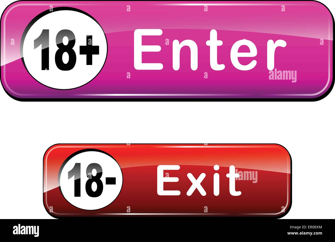 illustration of two buttons for adult zone entry Stock Vector