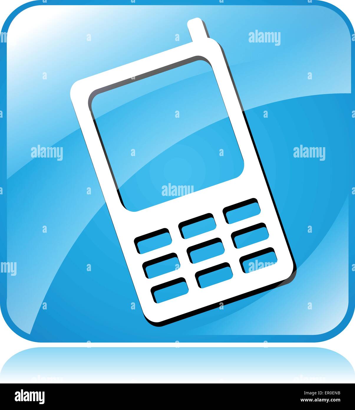 Illustration of blue square design icon for mobile phone Stock Vector