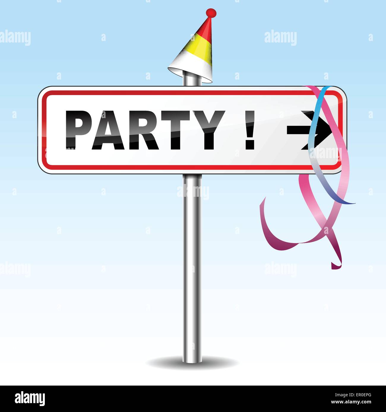 Illustration of party sign on sky background Stock Vector