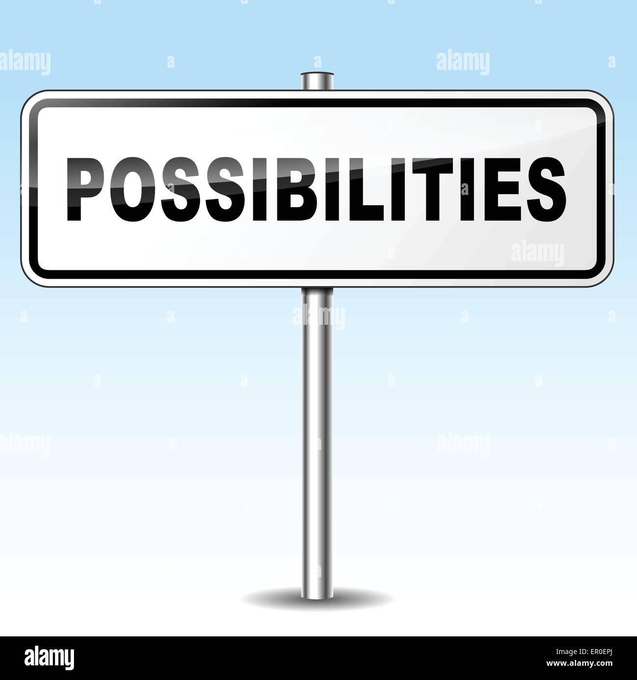 Illustration of possibilities sign on sky background Stock Vector