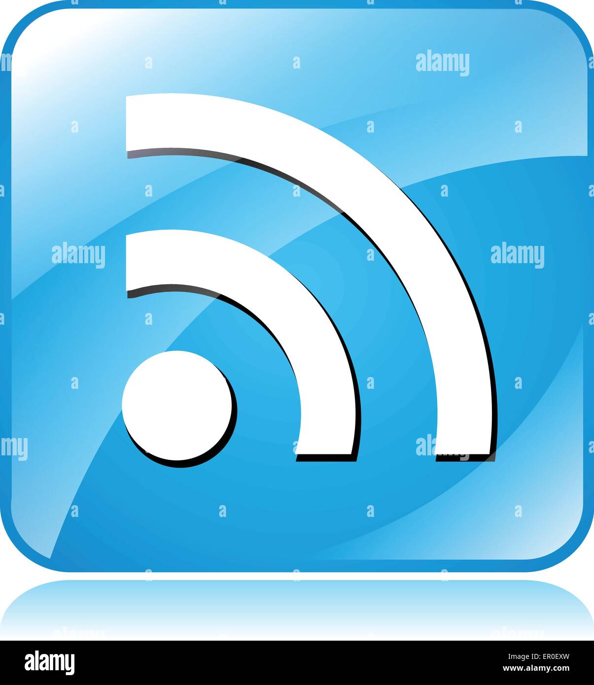 Illustration of blue square design icon for wifi Stock Vector