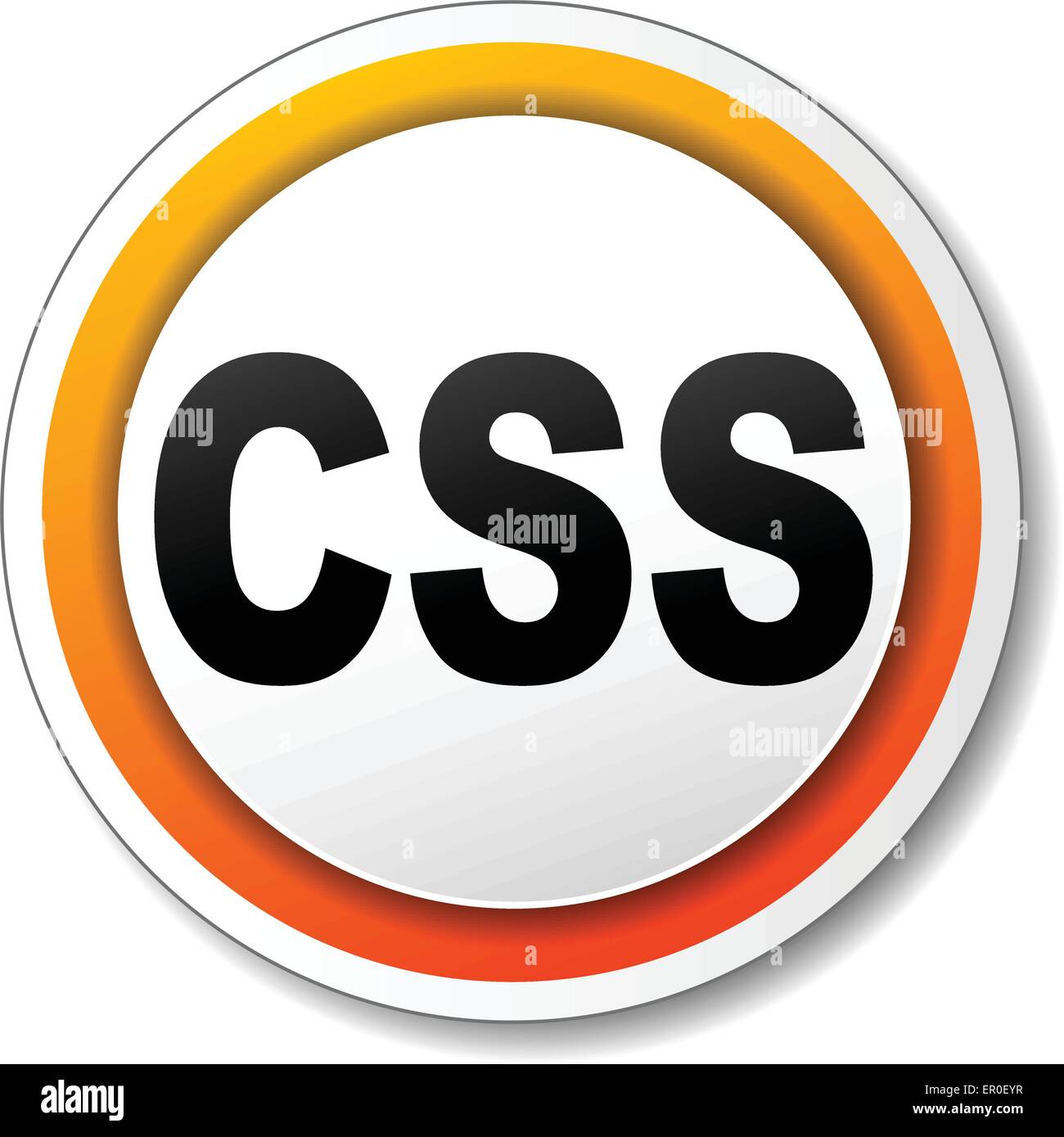 illustration of orange round icon for css style Stock Vector